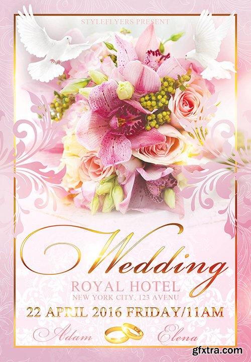 Wedding PSD Flyer Template + Facebook Cover