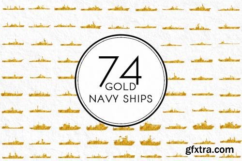 CreativeMarket Gold Navy Ships 559753