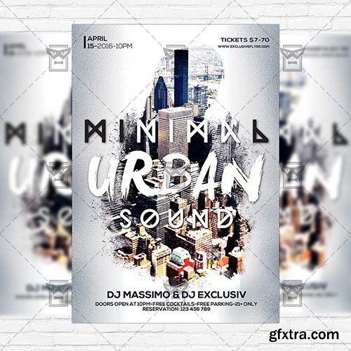 Minimal Urban Sound – Premium Flyer Template + Facebook Cover