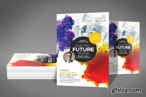 CreativeMarket Electro Smoke Futuristic Flyer 609110