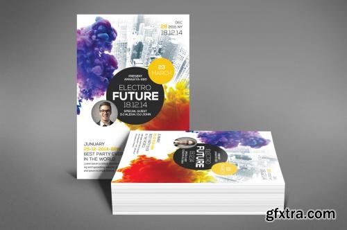 CreativeMarket Electro Smoke Futuristic Flyer 609110