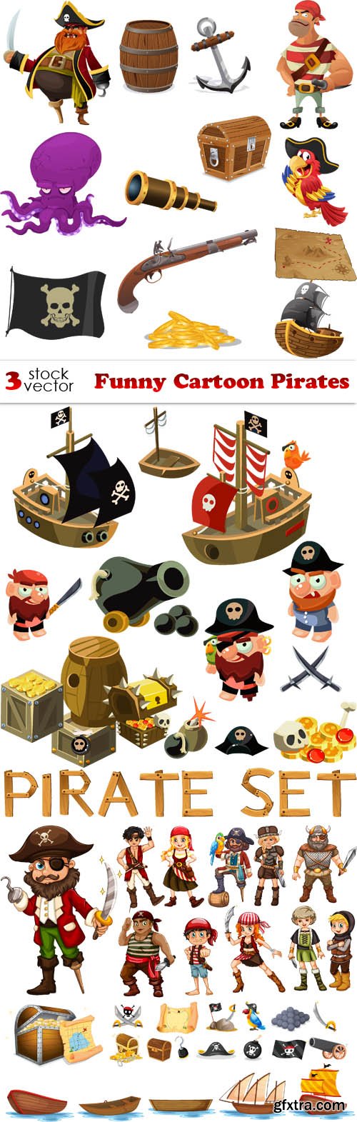 Vectors - Funny Cartoon Pirates