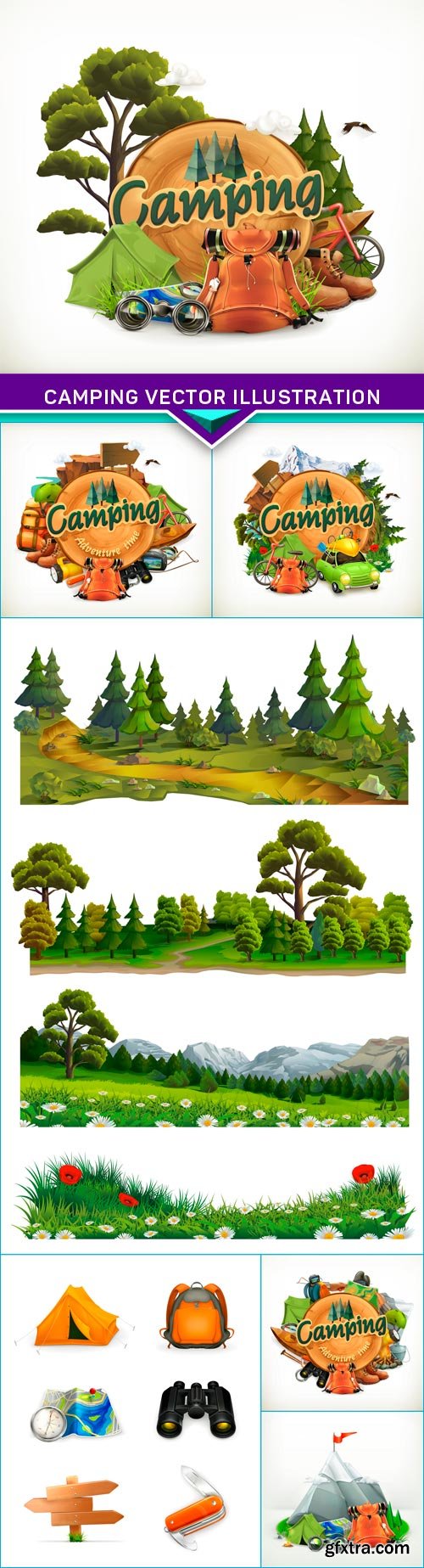 Camping vector illustration 7x EPS