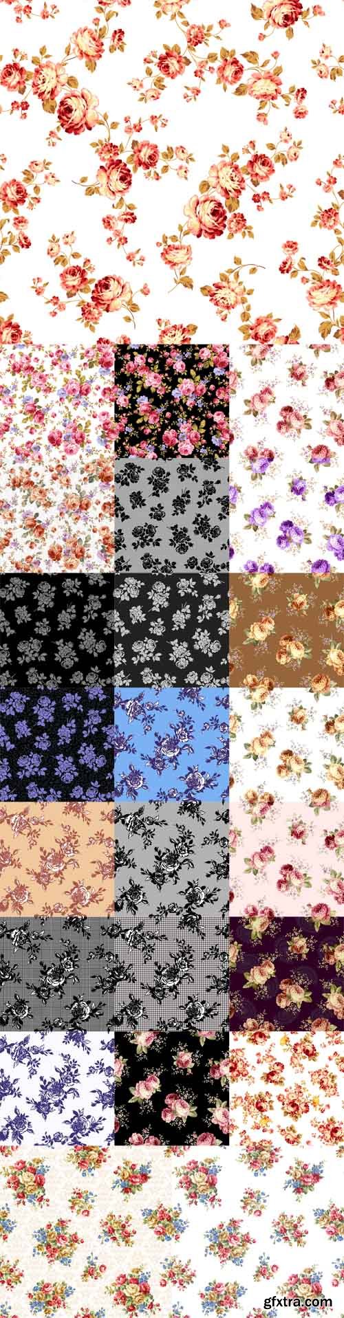 Vector Set - 25 Roses Seamless Patterns