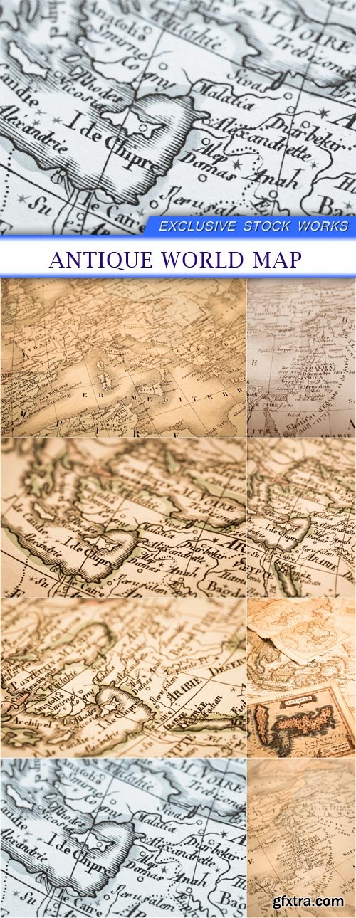 ANTIQUE WORLD MAP 8x JPEG