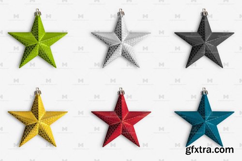 Christmas Colorful Stars Isolate 01