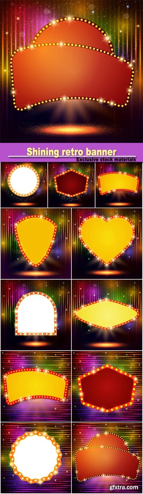 Shining background with retro casino light banner