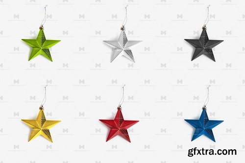 Christmas Colorful Stars Isolate 02