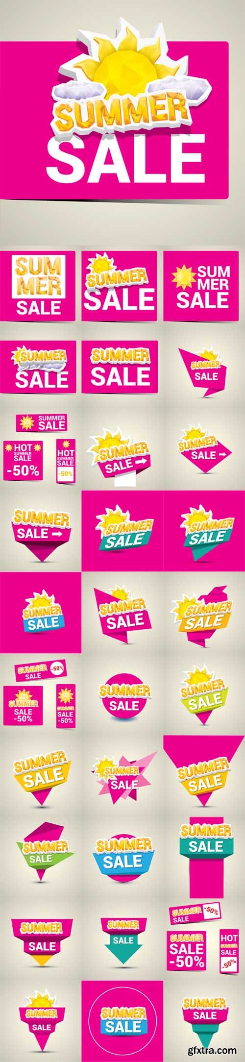 Vector Set - 33 Hot Summer Sale Stickers