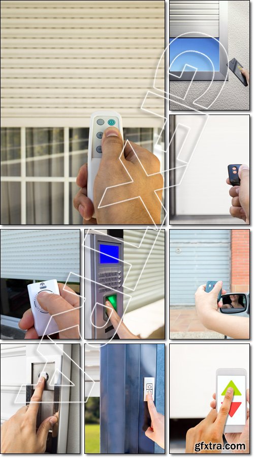 Close up of hand pressing a remote control roller - Stock photo