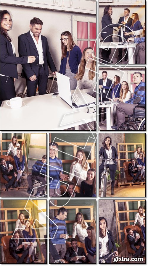 Team of young businesspeople working together - Stock photo