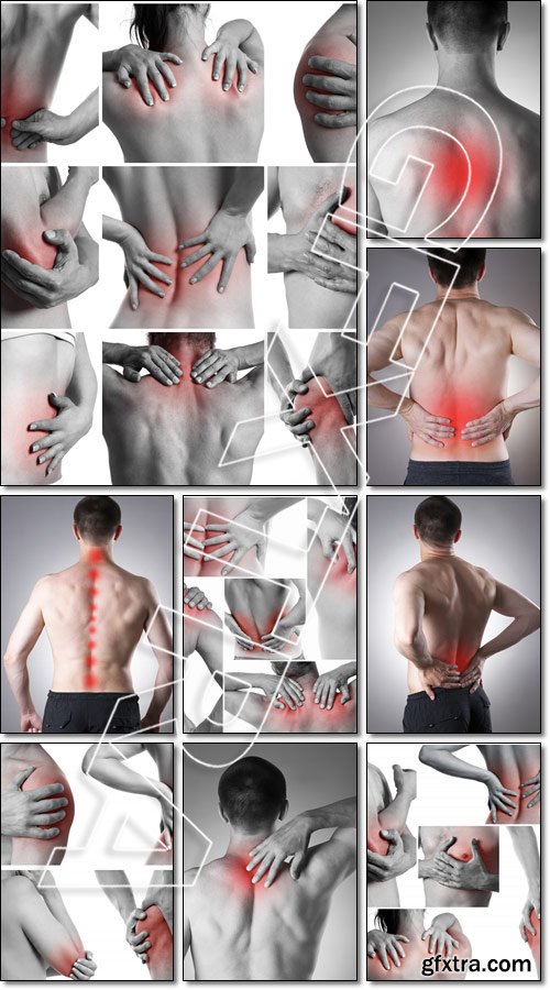 Man with pain in shoulder. Pain in the human body - Stock photo