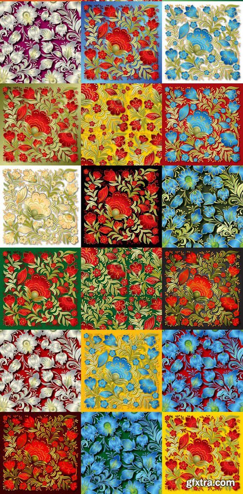 Abstract Vintage Seamless Floral Ornament - 25xEPS