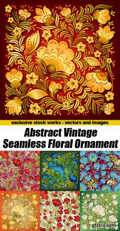 Abstract Vintage Seamless Floral Ornament - 25xEPS