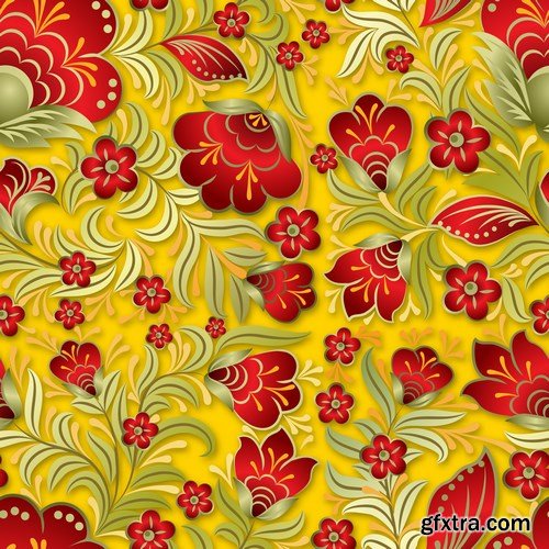 Abstract Vintage Seamless Floral Ornament - 25xEPS