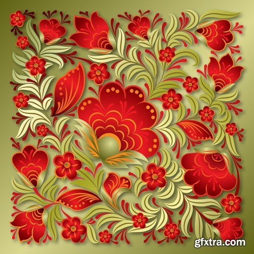 Abstract Vintage Seamless Floral Ornament - 25xEPS