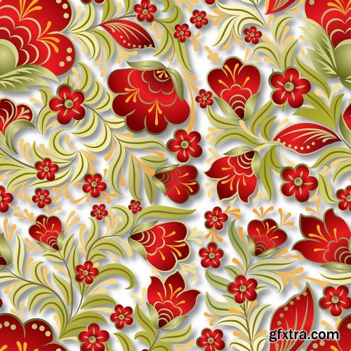 Abstract Vintage Seamless Floral Ornament - 25xEPS