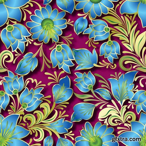 Abstract Vintage Seamless Floral Ornament - 25xEPS