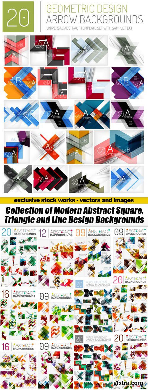 Collection of Modern Abstract Square, Triangle and Line Design Dackgrounds - 25xEPS