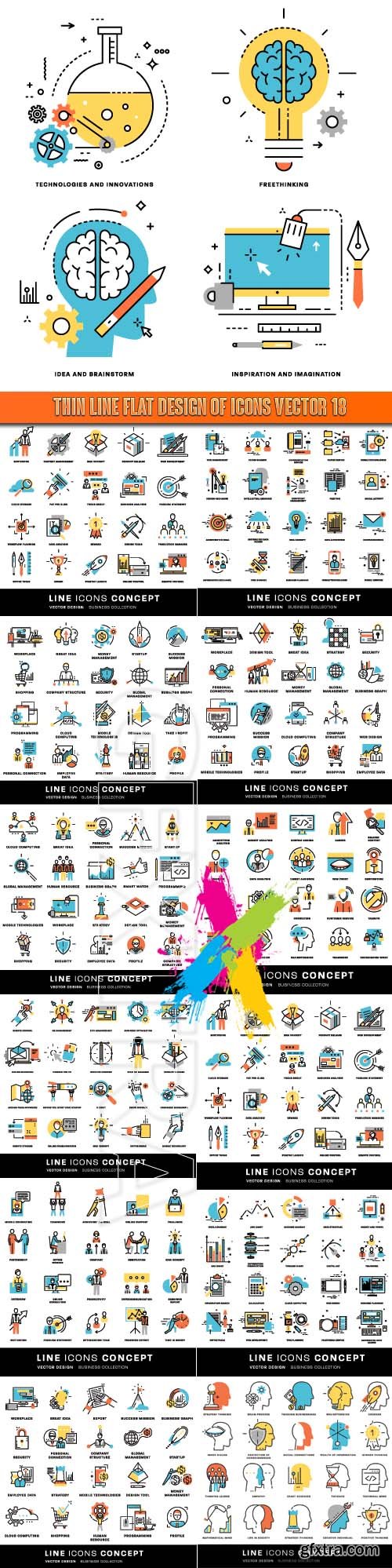 Thin line flat design of icons vector 18