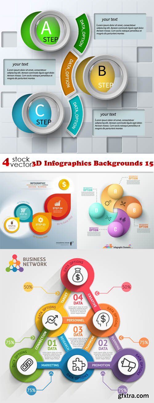Vectors - 3D Infographics Backgrounds 15
