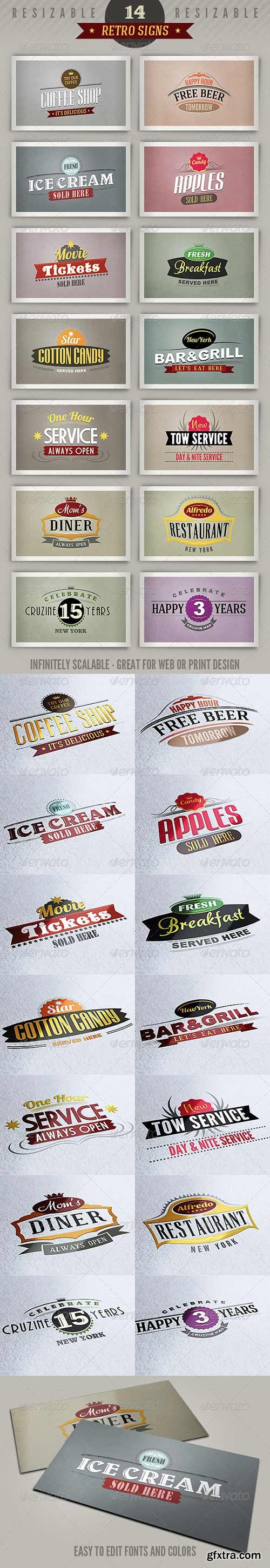 GraphicRiver - 14 Retro Signs or Banners 1779137