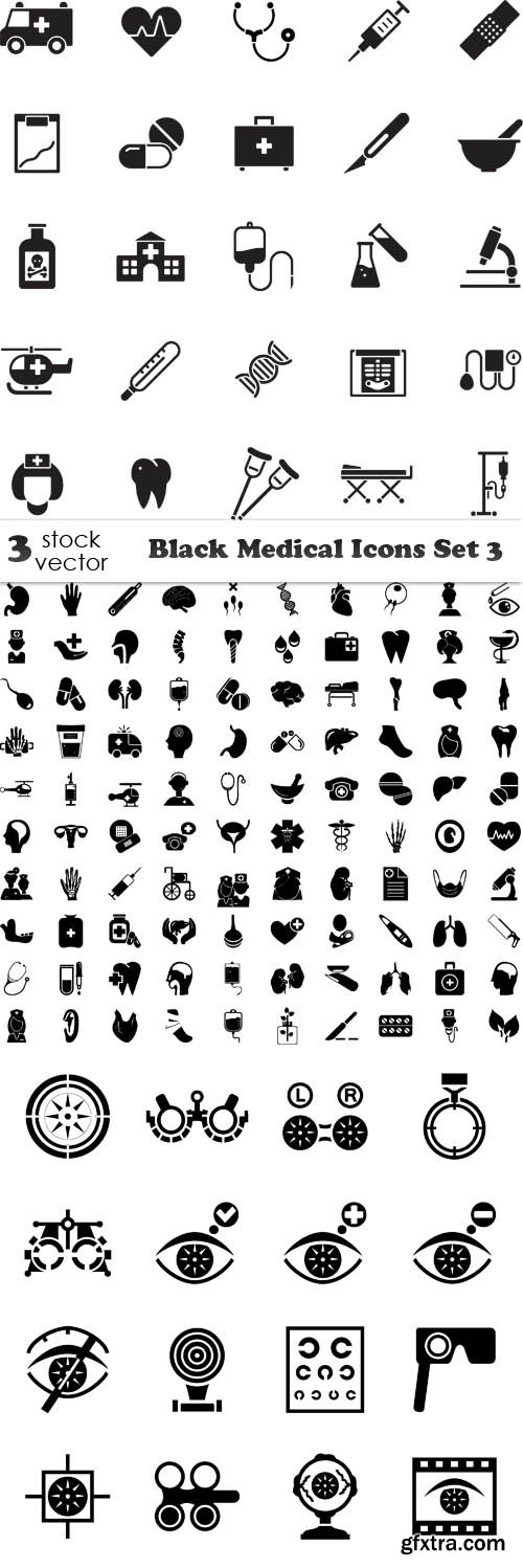 Vectors - Black Medical Icons Set 3