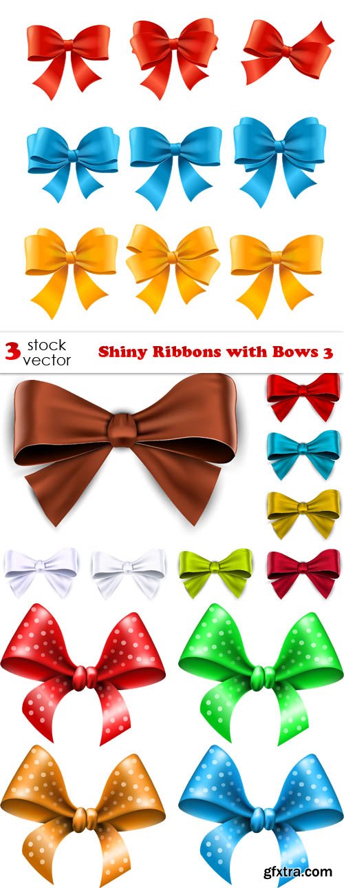 Vectors - Shiny Ribbons with Bows 3