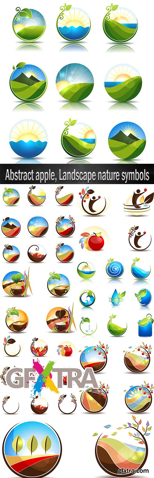 Abstract apple, Landscape nature symbols