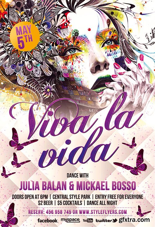 Viva la vida PSD Flyer Template + Facebook Cover