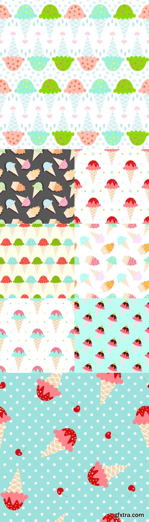 Vector Set - Ice Cream Seamless Patterns