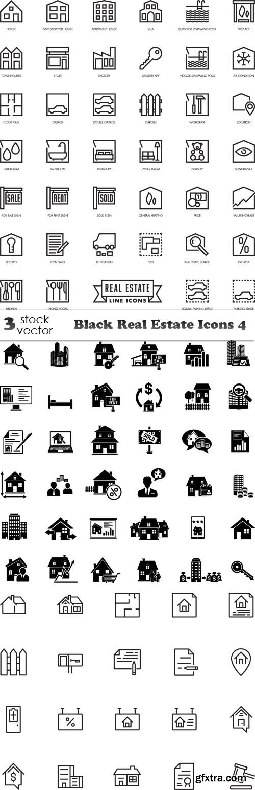 Vectors - Black Real Estate Icons 4