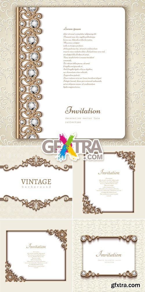 Vintage Golden Decorative Frames Vector