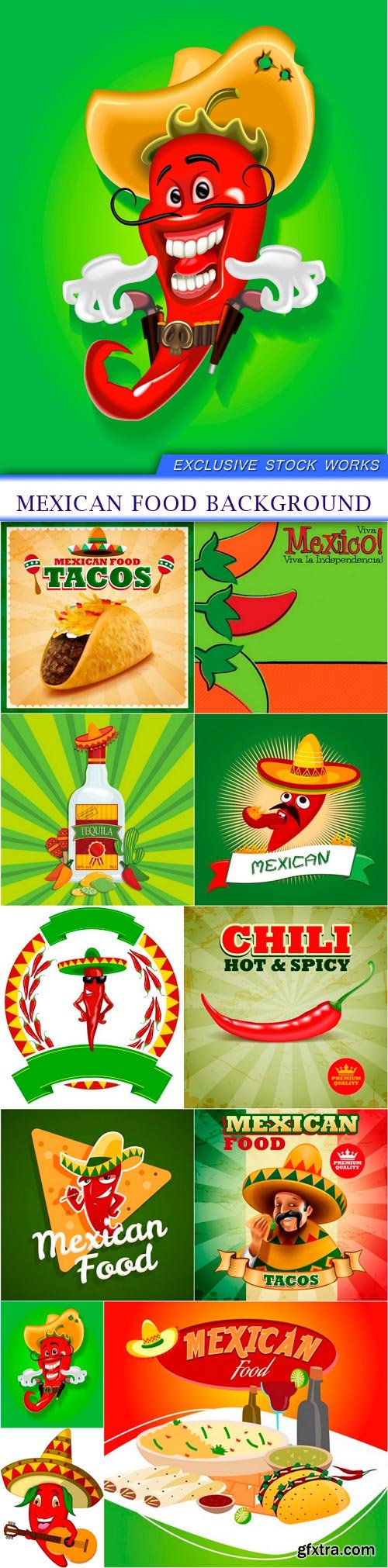 Mexican food background 11X EPS