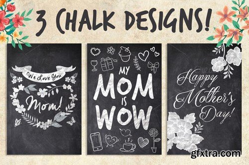 CM - 3 Chalk Mother's Day Cards 247359