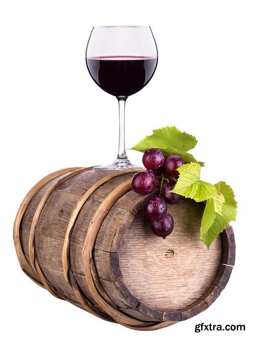 grapes with wine glass & wooden vintage barrel 10X JPEG