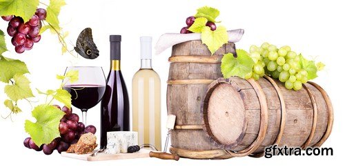 grapes with wine glass & wooden vintage barrel 10X JPEG