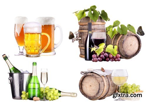 grapes with wine glass & wooden vintage barrel 10X JPEG