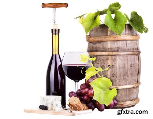 grapes with wine glass & wooden vintage barrel 10X JPEG