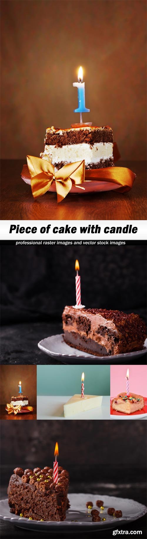 Piece of cake with candle-5xJPEGs