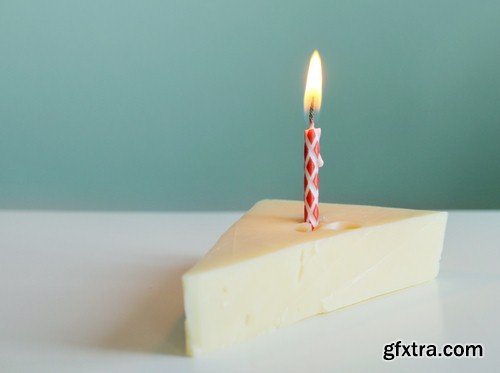 Piece of cake with candle-5xJPEGs