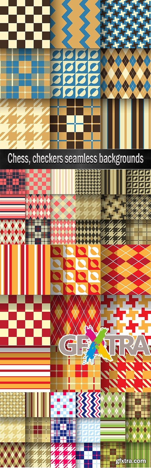 Chess, checkers seamless backgrounds