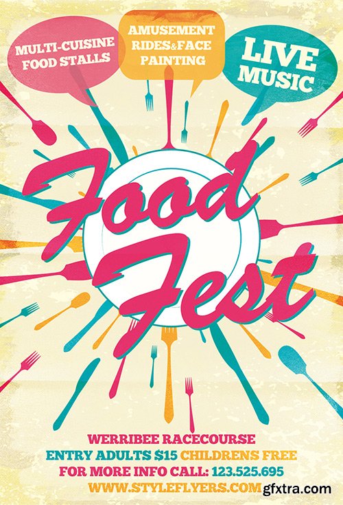 Food Fest PSD Flyer Template + Facebook Cover