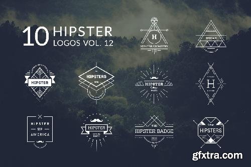 CreativeMarket 10 Hipster Logos Vol. 12 631728