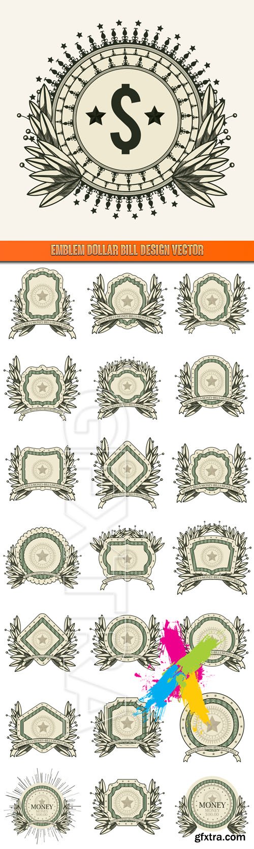 Emblem dollar bill design vector