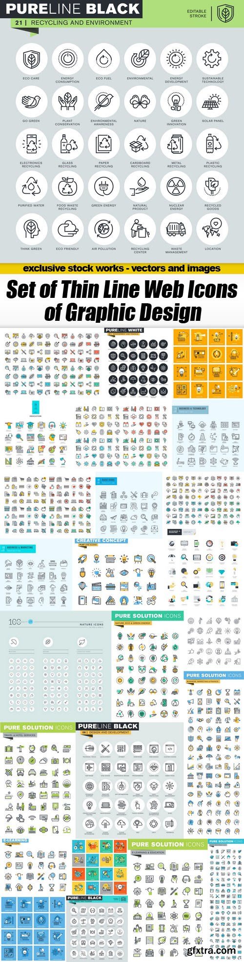 Set of Thin Line Web Icons of Graphic Design - 25xEPS