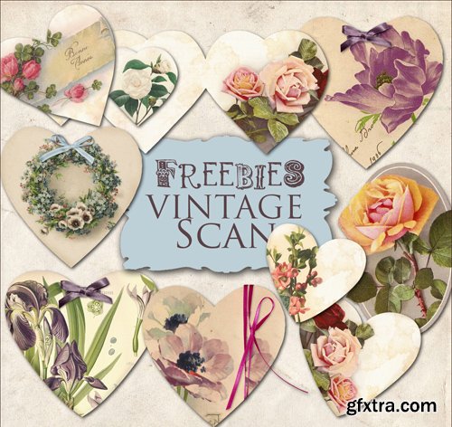 Scrap Kit - Vintage Hearts Cards with Flowers