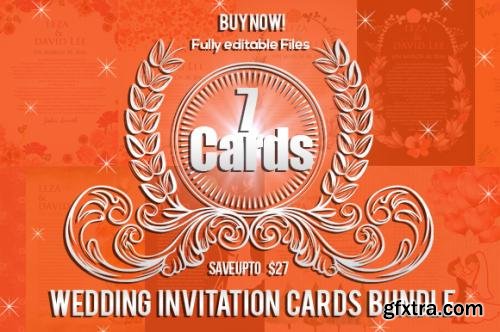 CreativeMarket 7 Wedding Invitation Cards Bundle 624204