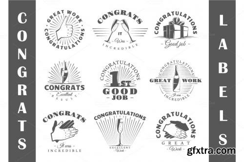 CreativeMarket 9 Congrats labels templates 619469