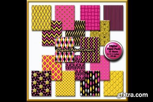 CreativeMarket Pink Yellow Embossed Digtial Paper 607974